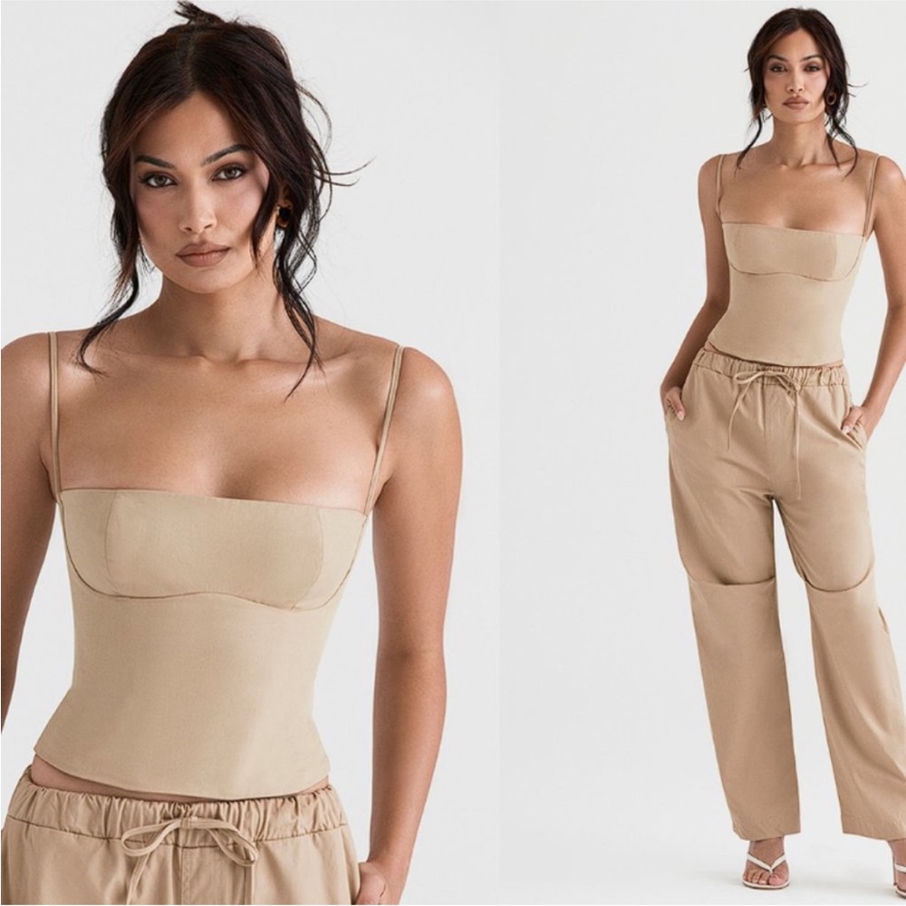 HOUSE OF CB   'Audette' Camel Structured Corset NWOT size S